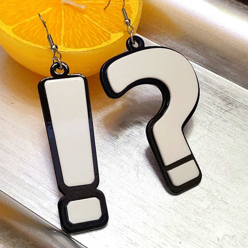 LIQUIDATION SALE ?! Question Exclamation Mark Earrings Acylic Resign 3D Printer